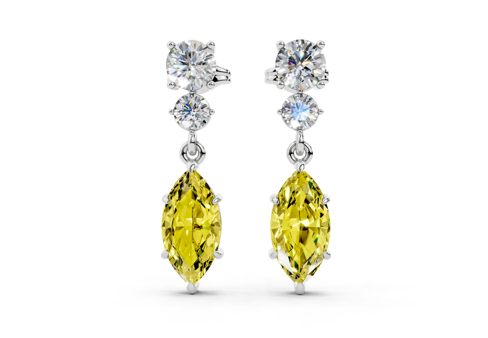 Boucles d'oreilles fantaisie en diamant - Thumbnail