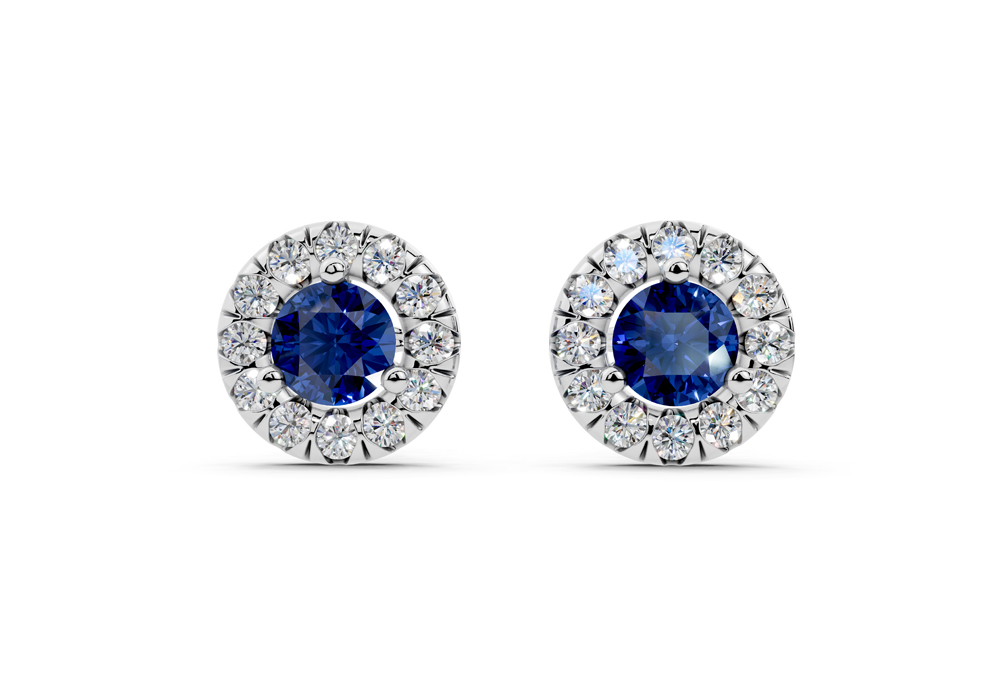 Boucles d'oreilles Halo en pierres précieuses - Thumbnail