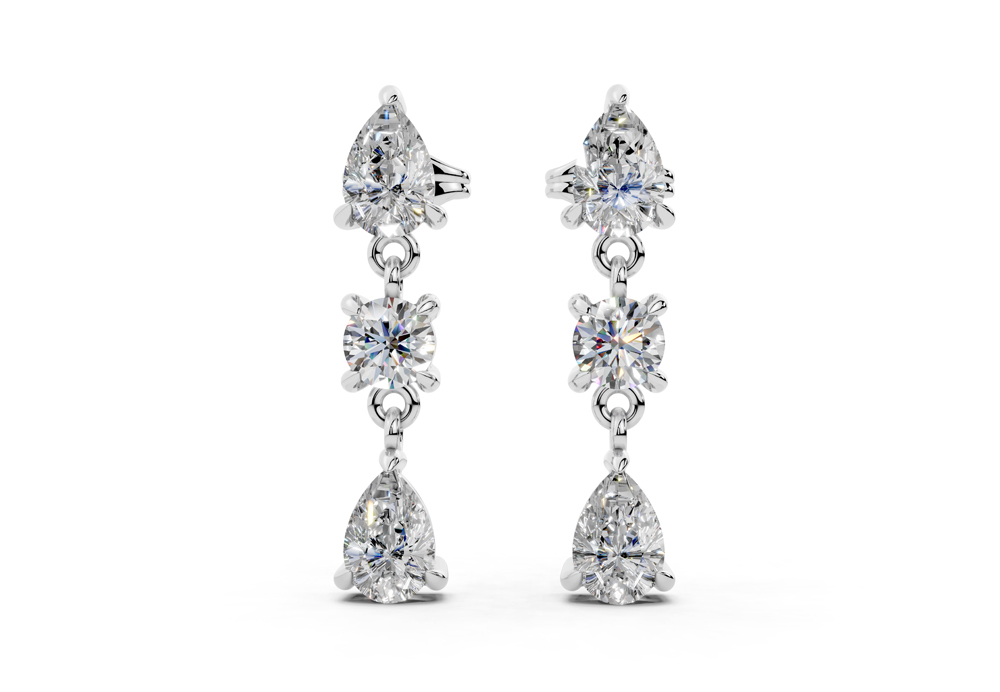 Boucles d'oreilles à trois pierres - Thumbnail