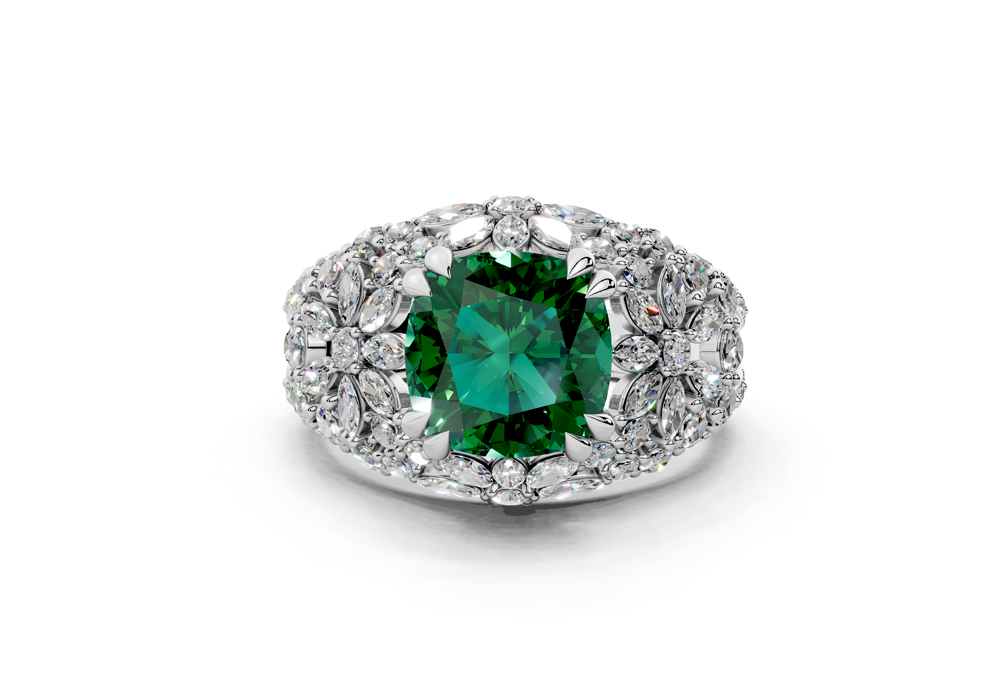 خاتم مجوهرات راقية خاتم من الأحجار الكريمة - Thumbnail